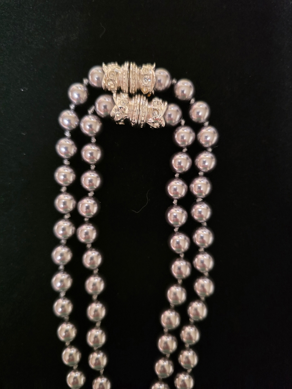 Nolan Miller Silver-Gray Double Strand Pearl Necklace - Picture 2 of 4